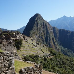 Typischer Ausblick aufs Machu Picchu in Peru