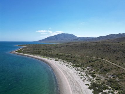 ??????????????????????????????????????????????????????????????????????????????????????????????? baja california sur volcanic rocks of bahia magdalena aerial view panorama lnadscape with drone