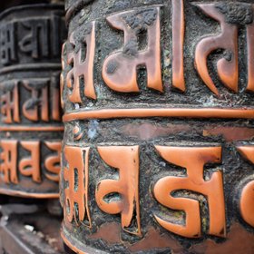 Gebetsmühlen in Nahaufnahme