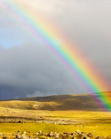 Regenbogen über schöner Landschaft