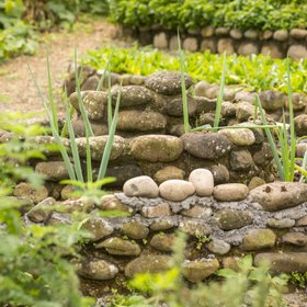 Steinbeet im La Tigra Rainforest Lodge Permakulturgarten