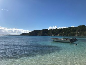 Strand und glasklares Wasser in Guadeloupe