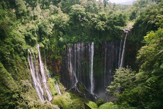 Foto von einem Wasserfall mitten im Dschungel
