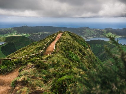 ???????????????????????????????????????????????????????????????????????? View from Miradouro da Boca do Inferno to Sete Citades, Azores, Portugal