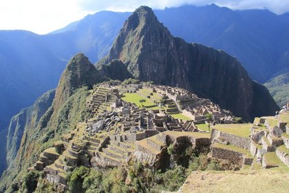 Typischer Ausblick aufs Machu Picchu in Peru