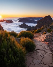 Madeira Pfad auf Berg über Wolken