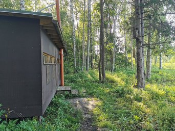 Außenansicht der Bärenbeobachtungshütte