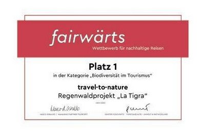 Auszeichnung des fairwärts-Wettbewerbs in der Kategorie "Biodiversität im Tourismus"