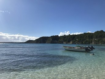 Strand und glasklares Wasser in Guadeloupe