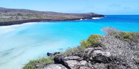 Türkisblaues Wasser vor der Kste von Galapagos
