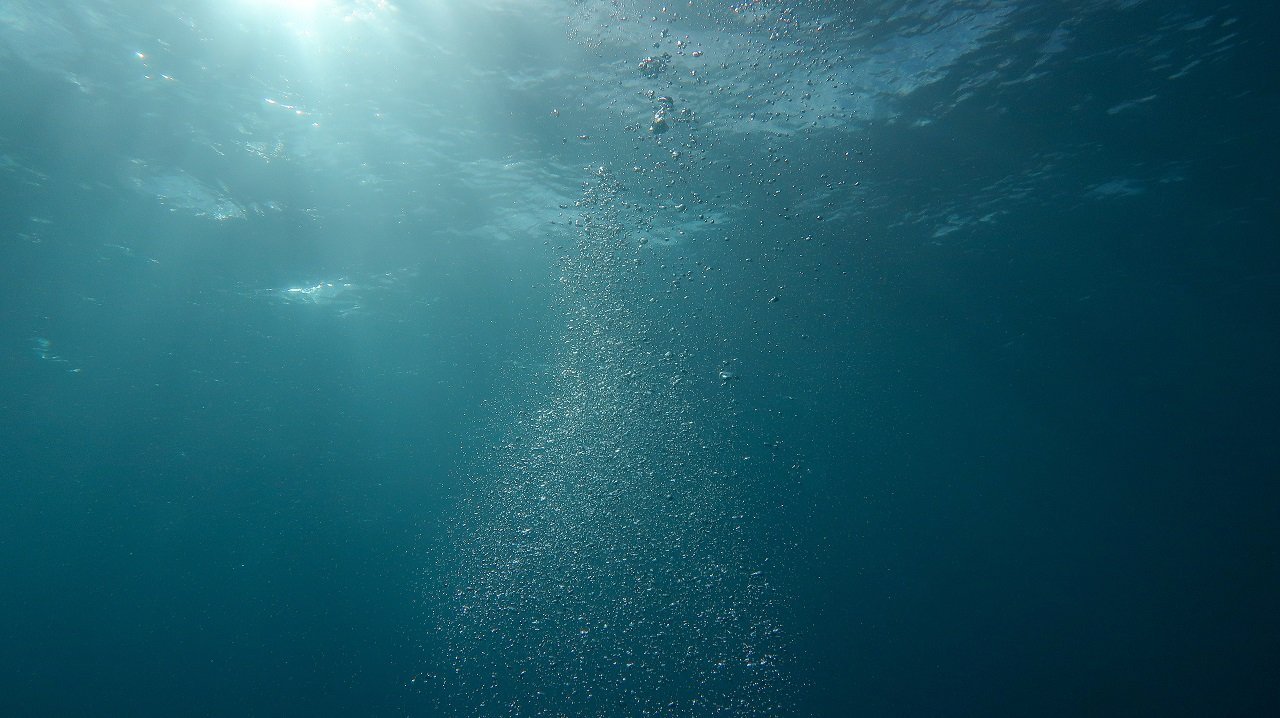 Blubberblasen steigen im Meer auf