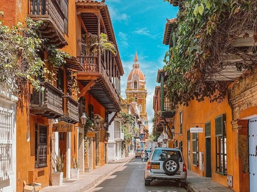 Bunte Straße in Cartagena