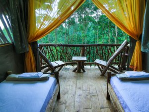 Ein Gästezimmer in der La Tigra Rainforest Lodge.