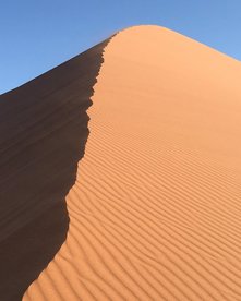 Orangene Sanddüne in der Namib-Wüste