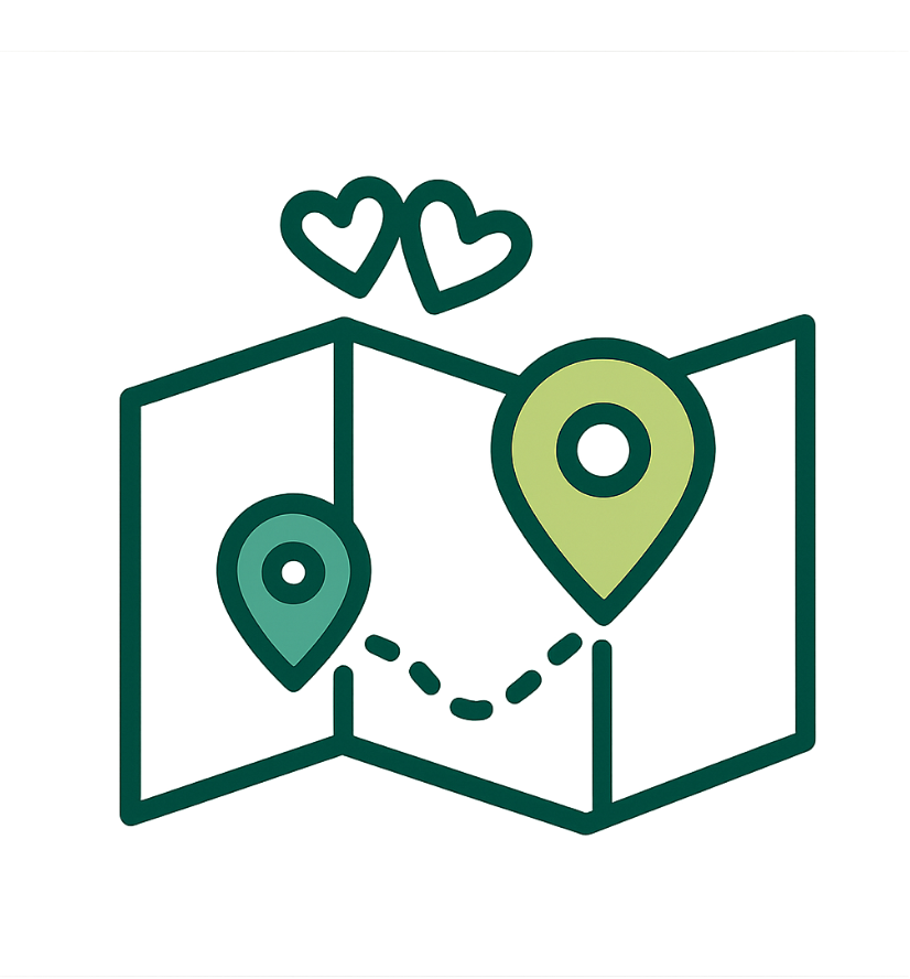 Karte mit Herzen Icon